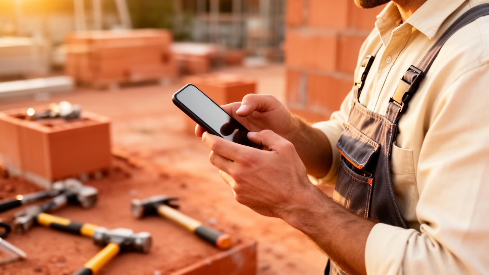 Artisan utilisant Artizio sur un chantier